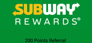 SubWay Food Referral Code – Get 200 Points + Refer A Friend Bonus